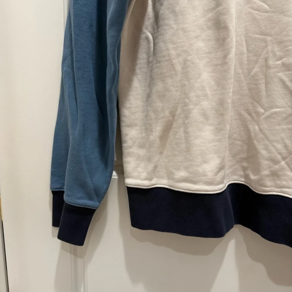 J. Crew Raglan Terry Crewneck Pullover Sweater in Natural Creek Navy Blue Medium